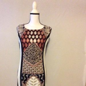 Brown and black pebble print dress